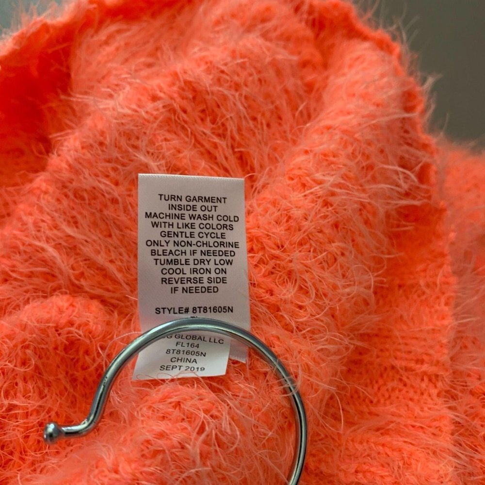 Freshman Neon Mango L Chenille Eyelash Sweater - Picture 6 of 7
